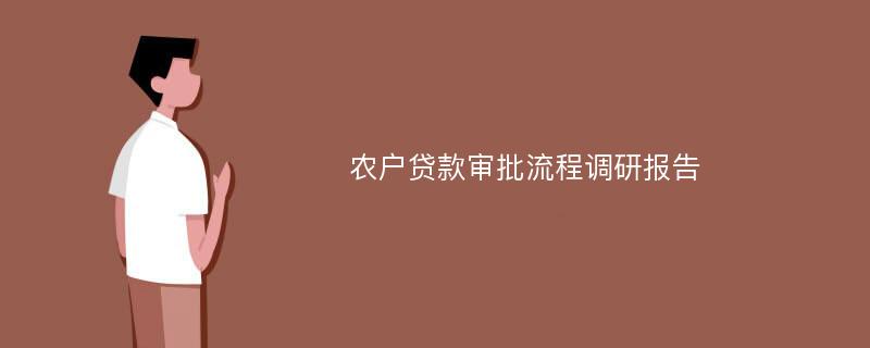 农户贷款审批流程调研报告