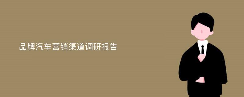 品牌汽车营销渠道调研报告