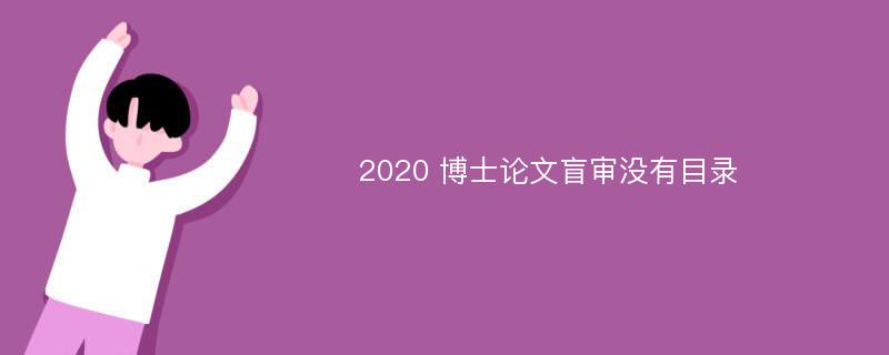 2020 博士论文盲审没有目录