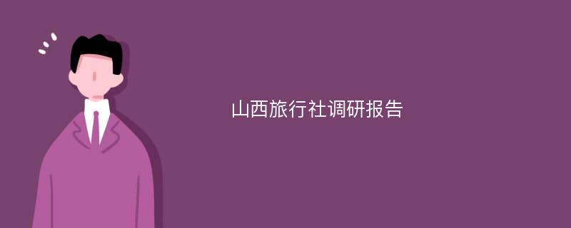 山西旅行社调研报告