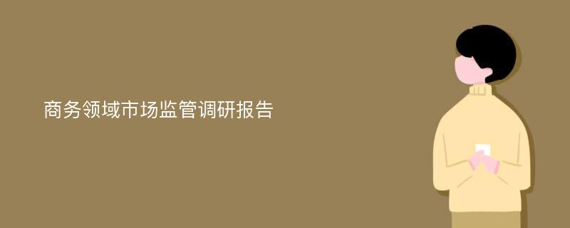 商务领域市场监管调研报告