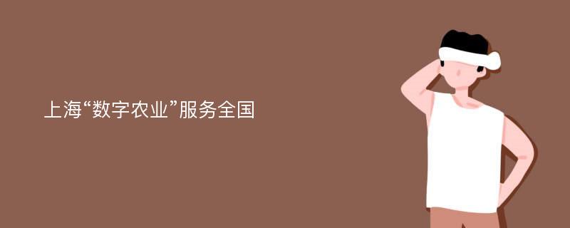 上海“数字农业”服务全国